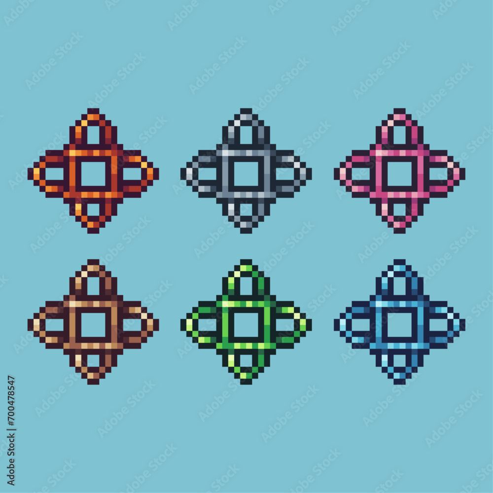 Poster pixel art sets of symbol icon with variation color item asset. symbol icon on pixelated style. 8bits