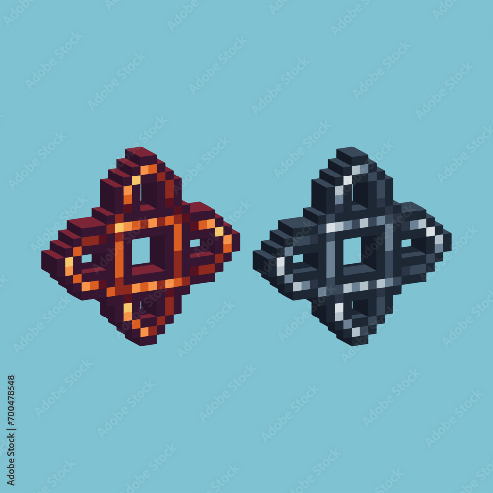 Poster isometric pixel art 3d of symbol icon for items asset. symbol icon on pixelated style.8bits perfect 