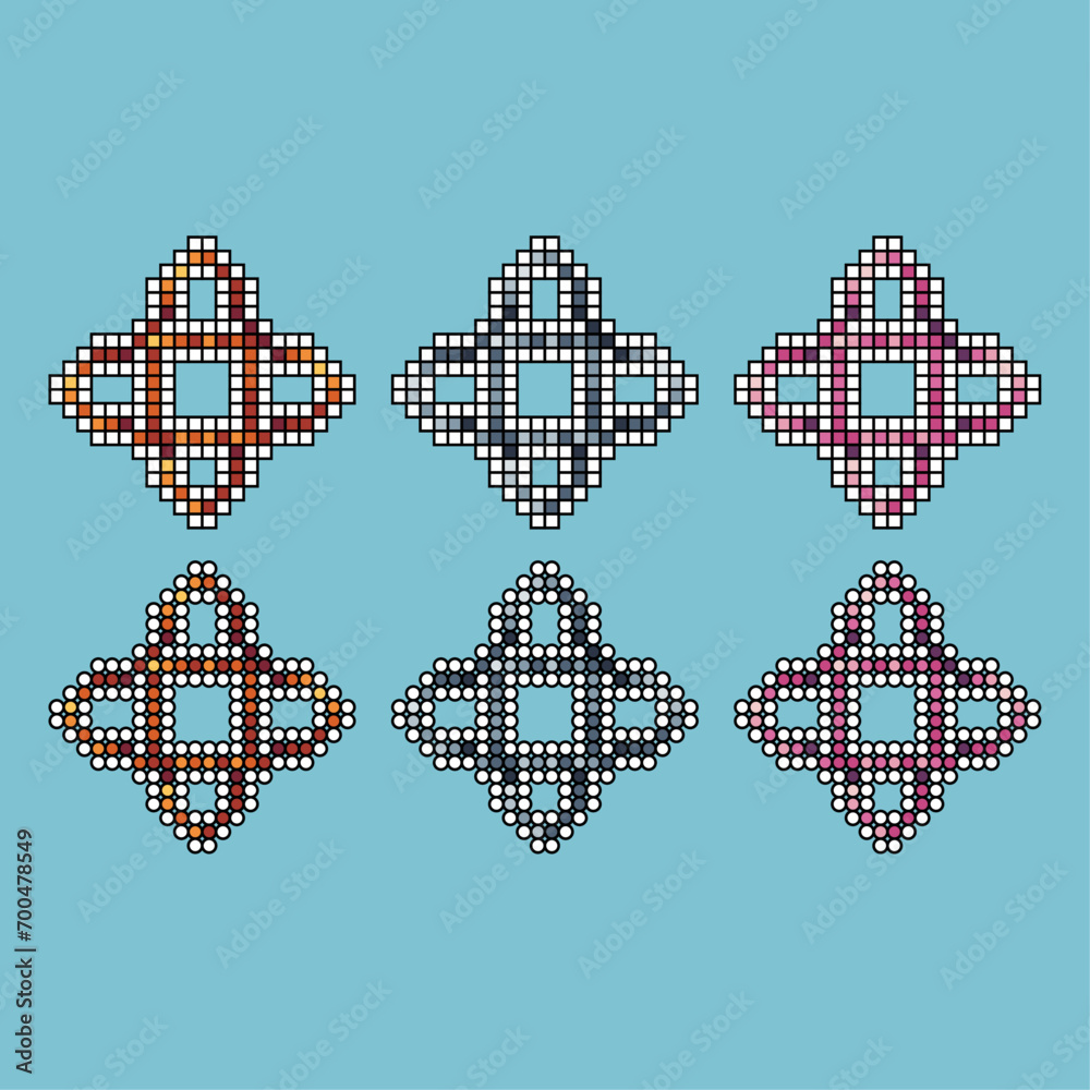 Poster pixel art stroke sets of symbol icon with variation color item asset. symbol icon on pixelated style