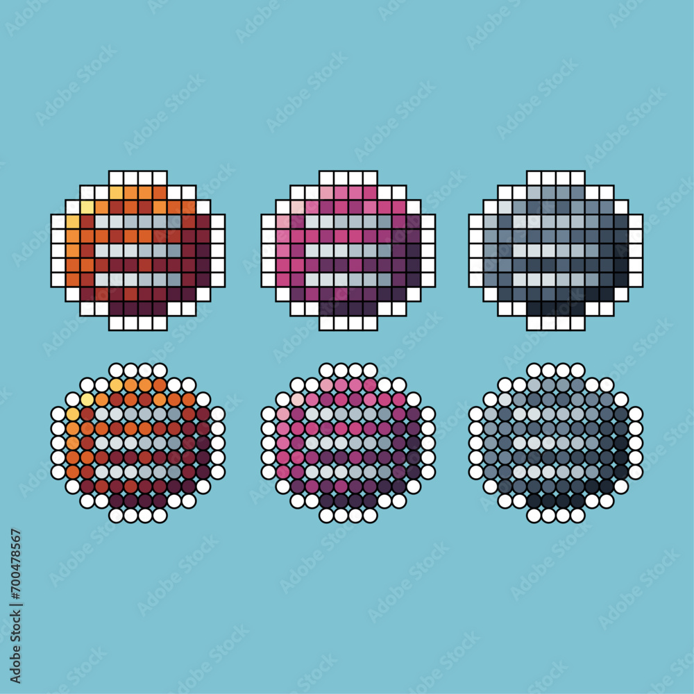 Poster pixel art stroke sets of menu icon with variation color item asset. home menu icon on pixelated styl