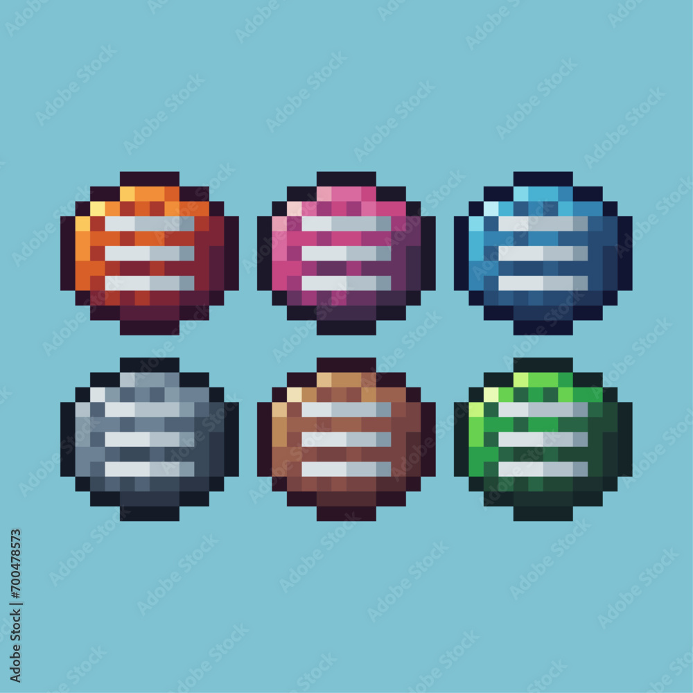 Fototapete pixel art sets of menu icon with variation color item asset. home menu icon on pixelated style. 8bit