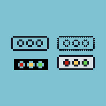 Pixel art outline sets of traffic light icon with variation color item asset. traffic light icon on pixelated style. 8bits perfect for game asset or design asset element for your game design asset