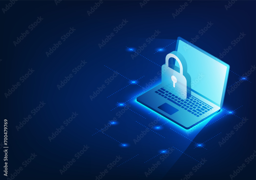 Poster cyber security technology background system to prevent data deletion and cyber theft you must verify