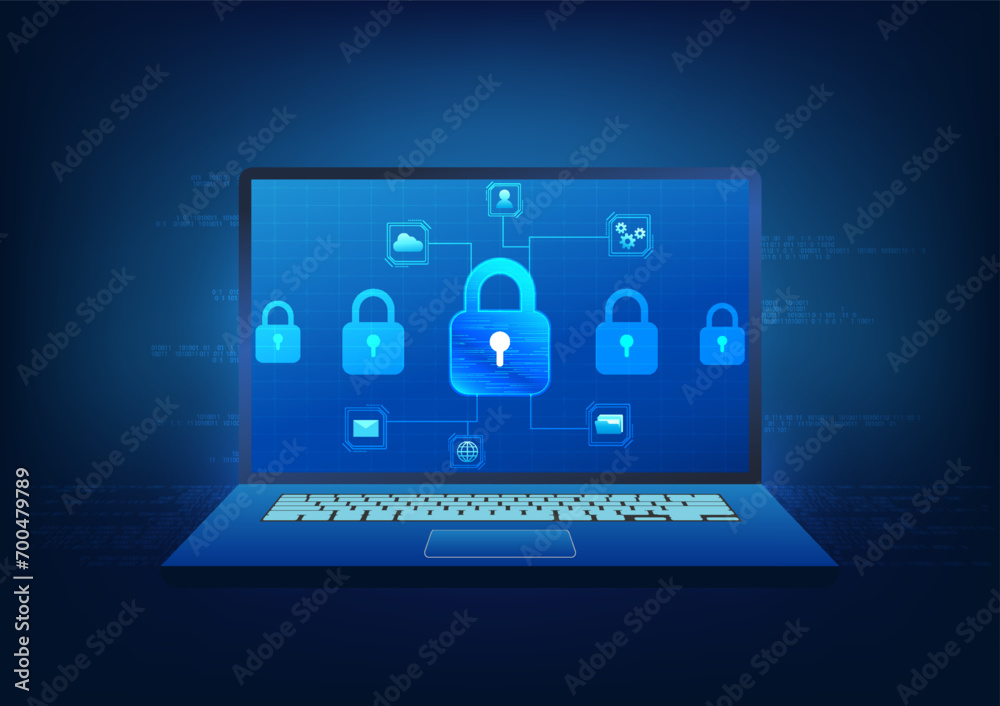 Poster cyber security technology background system to prevent data deletion and cyber theft you must verify