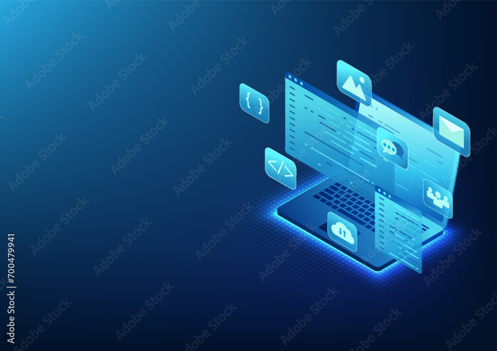 Poster software technology software developer who writes programs for operating machines in industrial fact