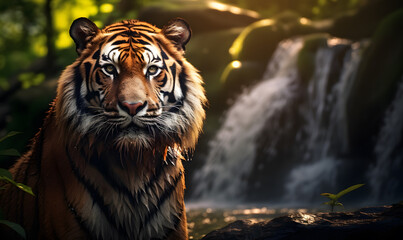 Tiger in the forest, nature habitats of forest