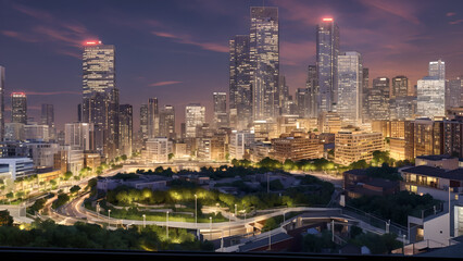 Fototapeta premium city skyline at night