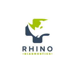 rhino medical logo design vector