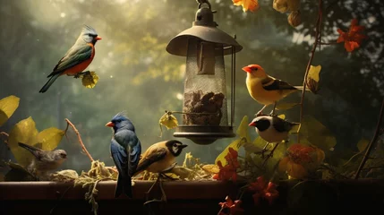 Zelfklevend Fotobehang bird on a feeder © Balqees