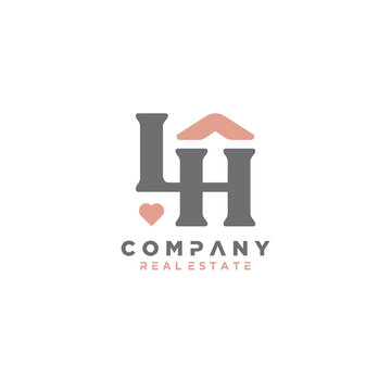 initial letter lh real estate logo design vector
