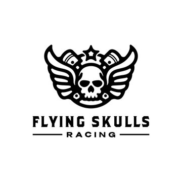 skull wings mascot logo design vector