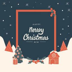 2d vector illustration colorful Christmas items frame and decoration with gifts accessories
