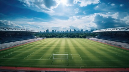 Aerial view the football field. Generative AI.