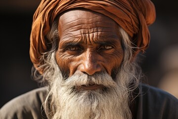 Old Indian man. Generative AI.