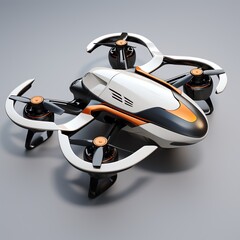 a white and orange drone
