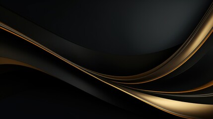 Premium abstract illustration displaying gilded curving lines against a black background, abstract black and gold wave scene