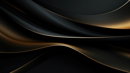 Refined abstract motif with golden wave patterns on a dark scene, abstract black and gold wavy backdrop