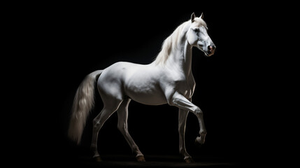 Fototapeta premium Standing and rearing silver white horse