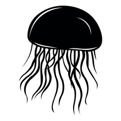 Jellyfish black vector icon on white background