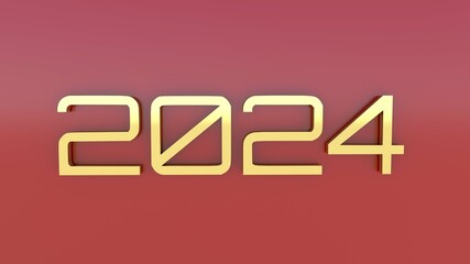 2024 Number - Gold Red - 3D Background