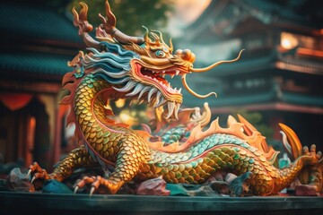 Fototapeta premium Chinese new year 2024 background , Year of the Dragon gold