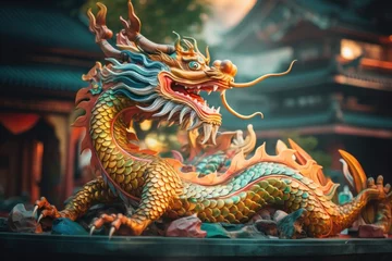Fotobehang Chinese new year 2024 background , Year of the Dragon gold © ORG