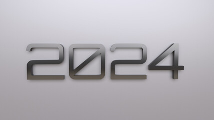 2024 Number - Grey Silver - 3D Background