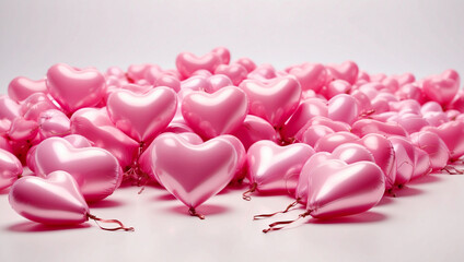 Heart shaped pink balloon on white background For Valentine's Day, wedding decoration.