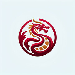 Naklejka premium Vector illustration of chinese dragon zodiac tattoo logo isolated on white