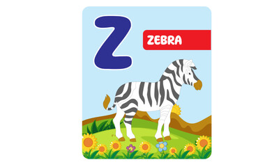 Alphabet cards for kids. Educational preschool learning ABC card with animal and letter cartoon vector illustration set. Flashcards with cute characters and english words placed in alphabetical order.