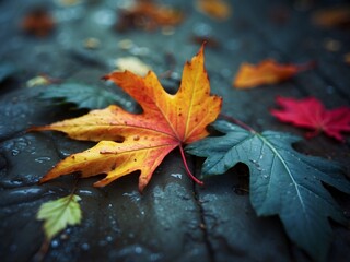 AI generative of fallen leaves with blur effect Illustration
