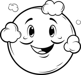 Beautiful moon vector image, coloring page