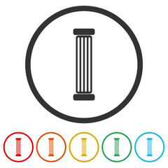 Ancient column and Greek pillar icon. Set icons in color circle buttons