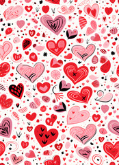 Fototapeta premium seamless pattern of pink hearts Valentine's Day