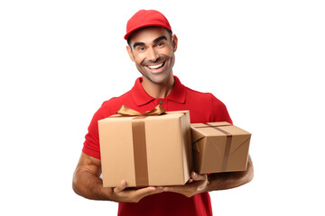 Parcel Delivery Individual isolated on transparent background - obrazy, fototapety, plakaty