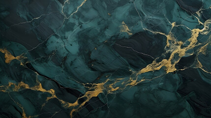 Marble luxury abstract background pattern with gold, black and green colors. - obrazy, fototapety, plakaty