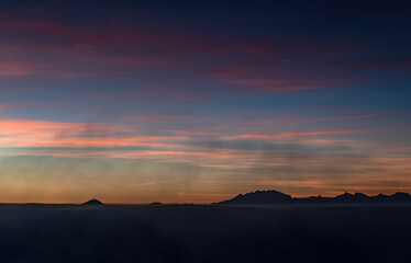 Obraz premium The Monte Rosa massif in silhouette at sunset