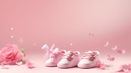 Baby girls junior pink shoes banner for footwear