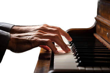 Musical Mastery Close Up of Hand on Piano isolated on transparent background