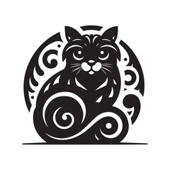 Fototapeta premium black cat silhouette vector for easily used for T-shirt design, cat silhouette, black cat, black cat silhouette.