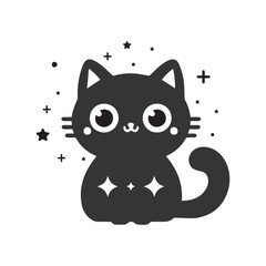 black cat silhouette vector for easily used for T-shirt design, cat shilloutte, black cat, black cat shilloutte.