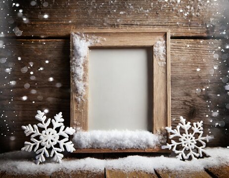 christmas background with frame and snowflakes