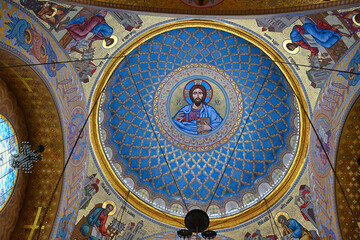 Fototapeta na wymiar Mosaic dome of St. Nicholas Naval Cathedral in Kronstadt