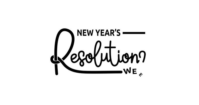 New Year's Resolution Week text animation with alpha channel. Handwritten calligraphy animated. Runs from January 1 to 7 every year. This holiday's timing is great for new beginnings and reflection.