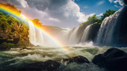 Enchanting Nature: Waterfall Magic with Rainbow and Wonder Filter