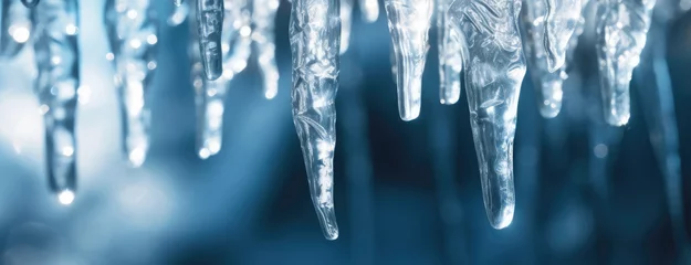 Fotobehang Macro detail to icicle during strong winter, nature concept © Khaligo