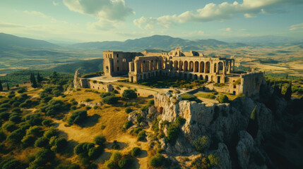 Fototapeta premium Cultural Time Travel: Aerial Shots of Ancient Landmarks and Heritage