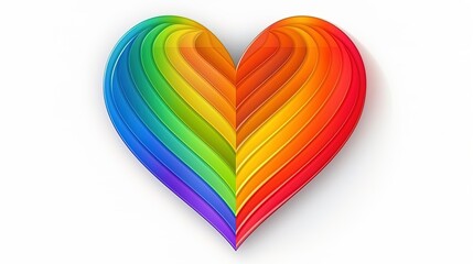 Symbol of LGBT Love rainbow heart shape on white background. Gay pride rainbow symbolic in heart shapes.