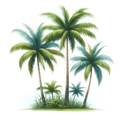 green palm tree tropic leaves decor for vacation card