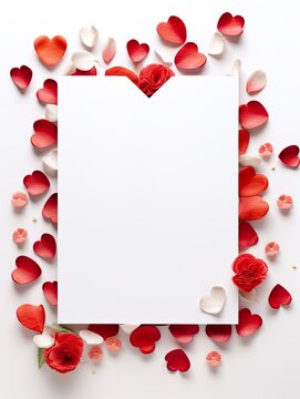 Vertical top view blank card&nbsp;love and wedding decoration Valentines day background